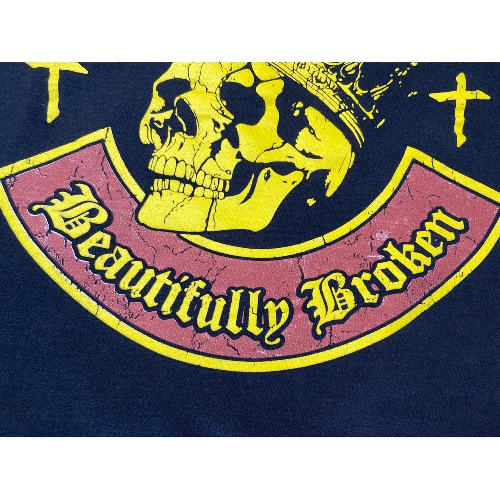 Jelly Roll Beautifully Broken Black Hoodie Skull Graphic Tour Sweatshirt Medium - Picture 12 of 15